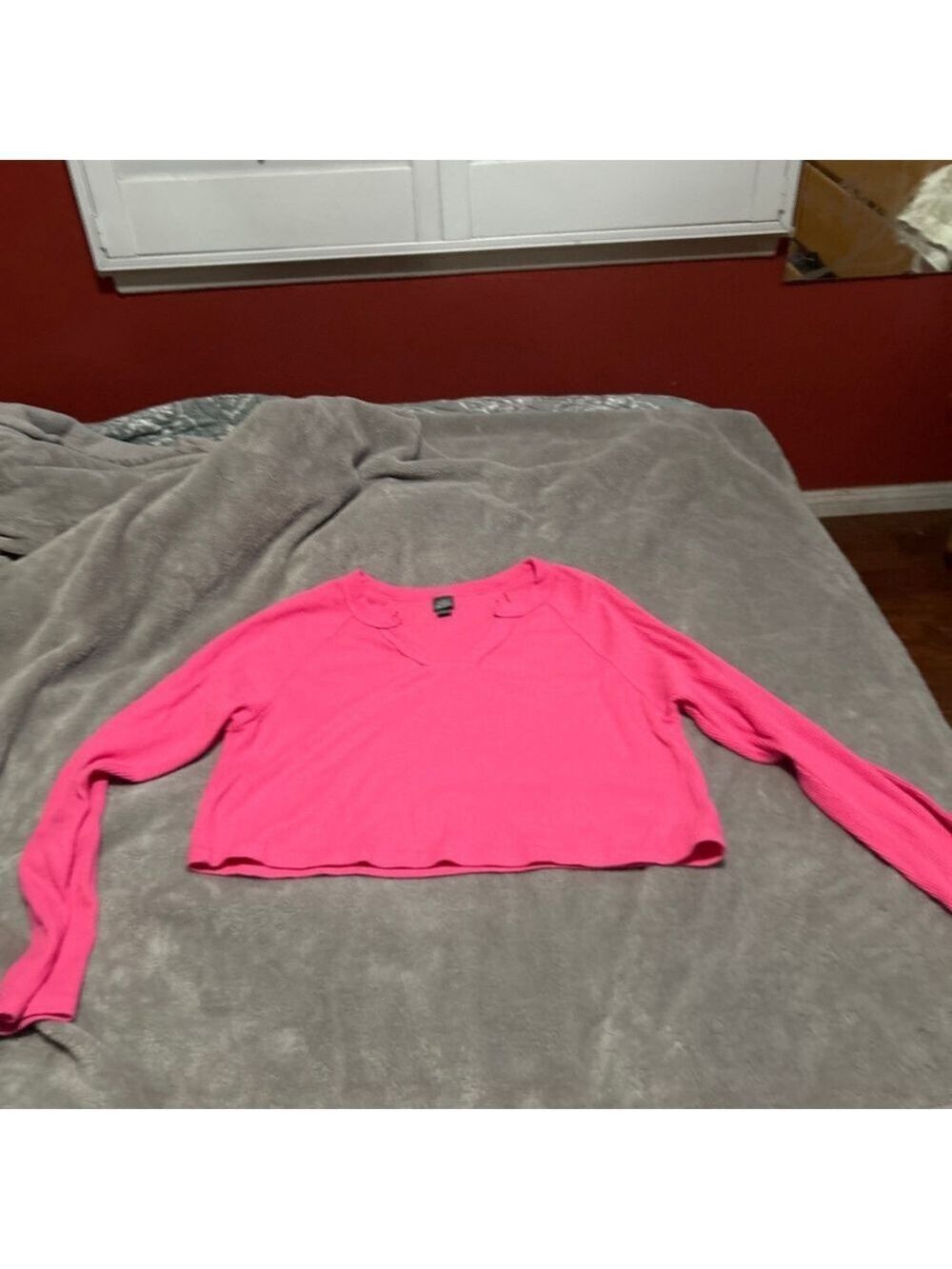 Women's Wild Fable Pink Long Sleeve Thermal Crop Top M